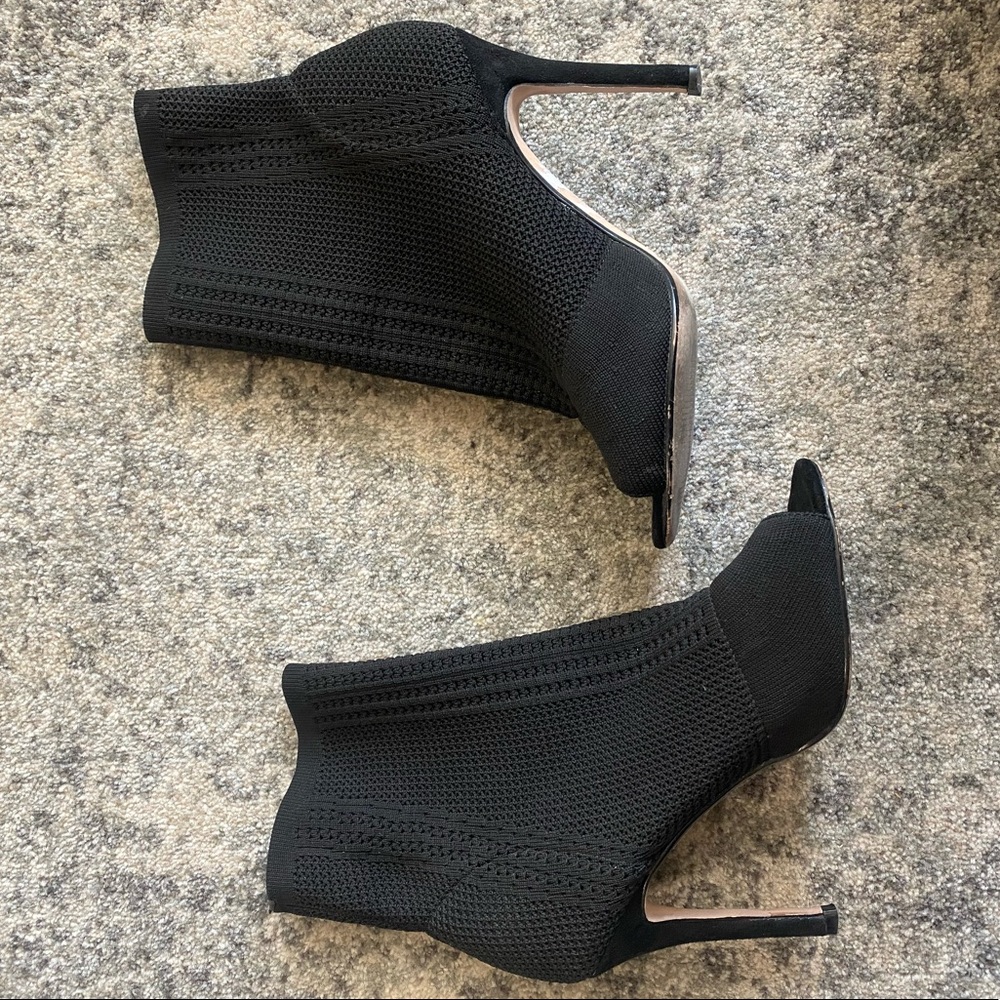 Knit Black Ankled Heel Boots